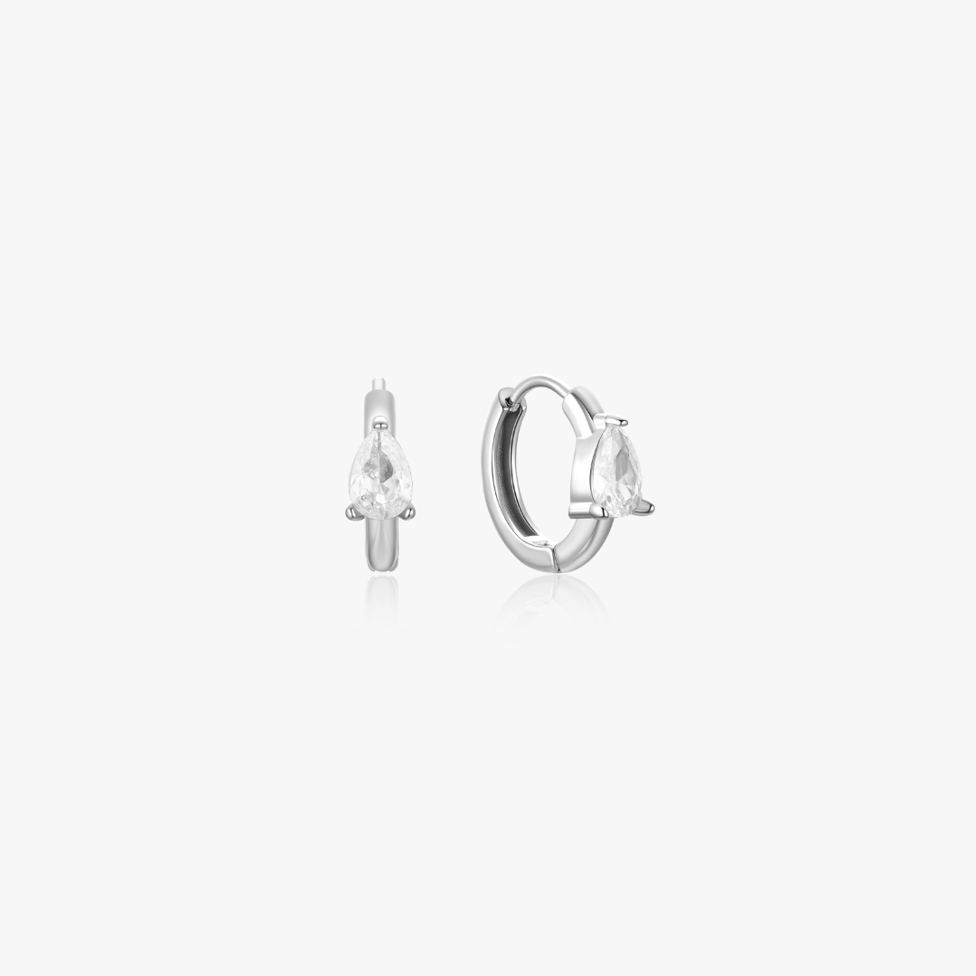 Selene Pear Gem Mini Hoops - Flaire & Co.