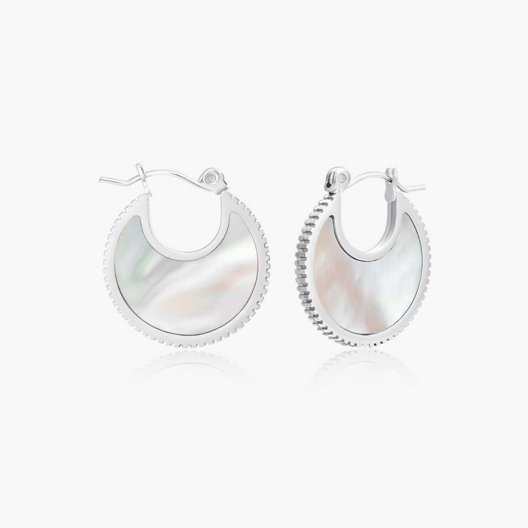 Silver Mother of Pearl Hoop Earrings - Flaire & Co.
