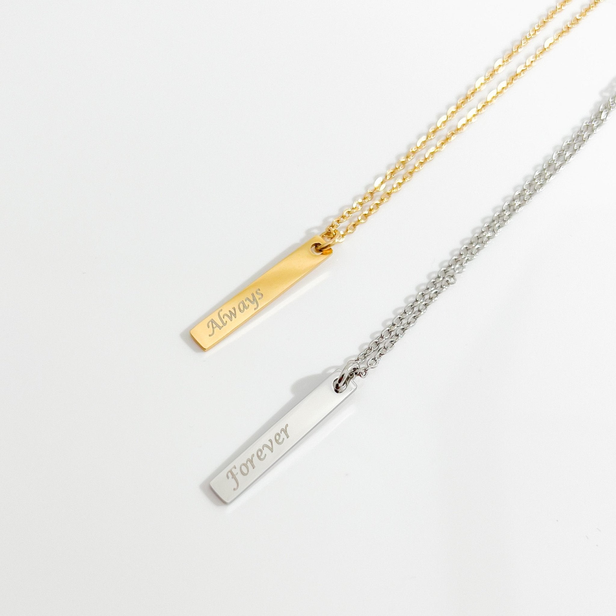 Simple Vertical Bar Necklace in Gold + Silver - Flaire & Co.