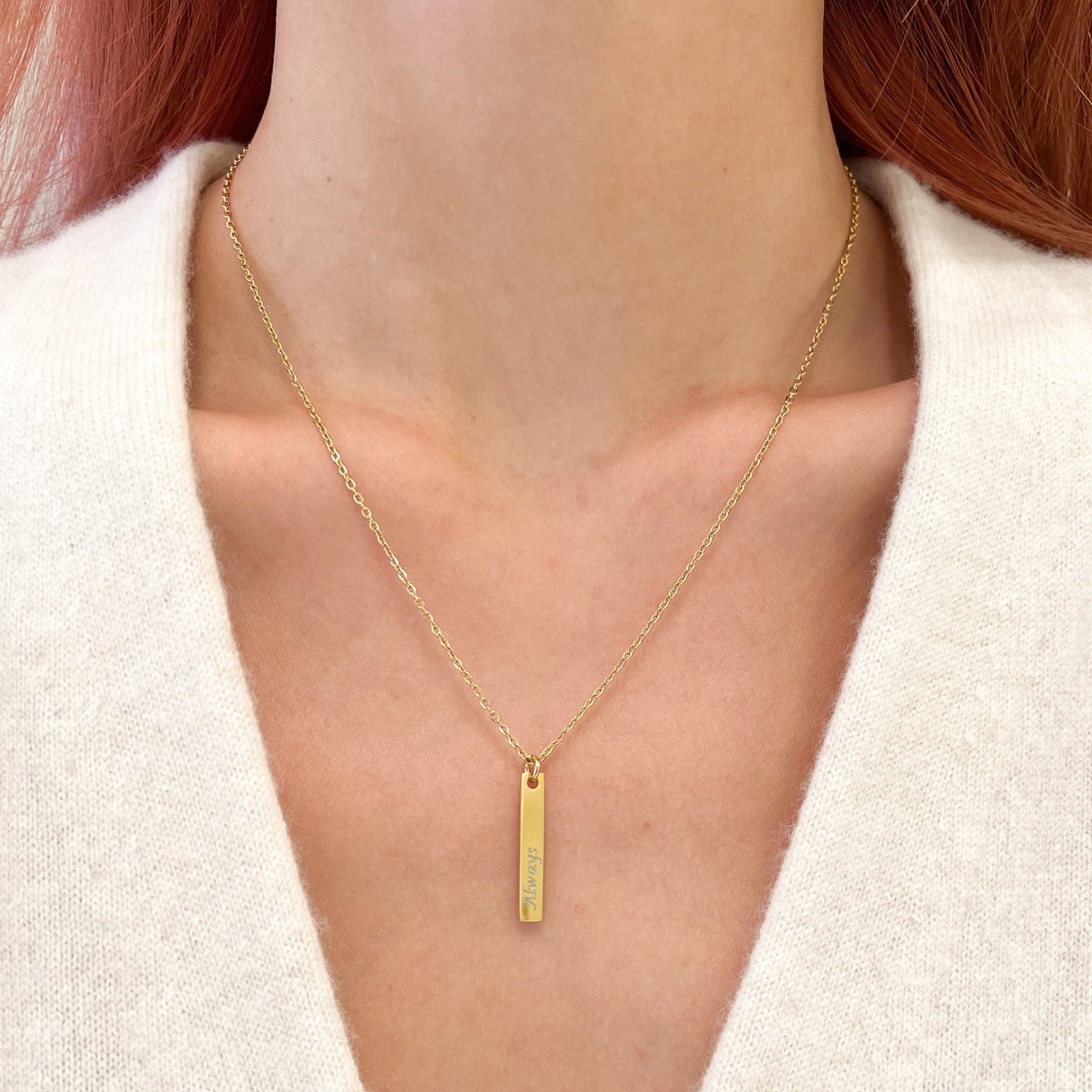 Simple Vertical Bar Necklace in Gold + Silver - Flaire & Co.