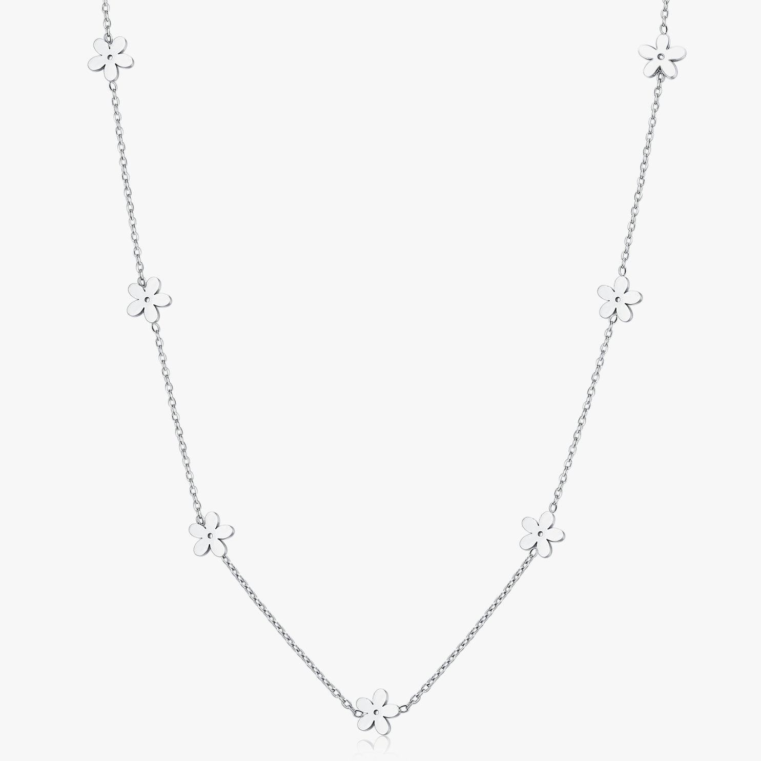 Simply Floral Choker Necklace in Silver - Flaire & Co.