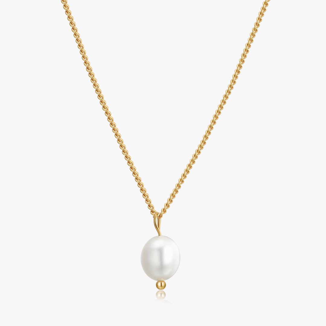 Single Pearl Necklace in Gold - Flaire & Co.