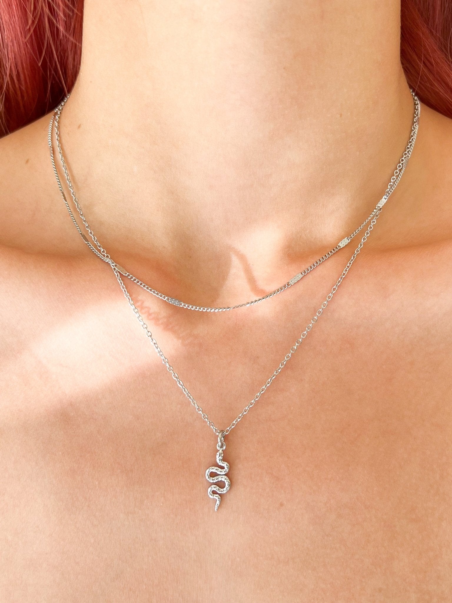 Snake Pendant Necklace in Silver - Flaire & Co.