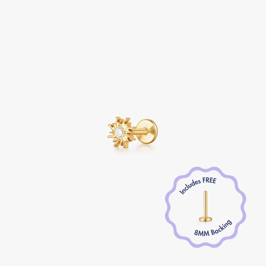 Sol Titanium Flat Back Stud (Single) - Flaire & Co.