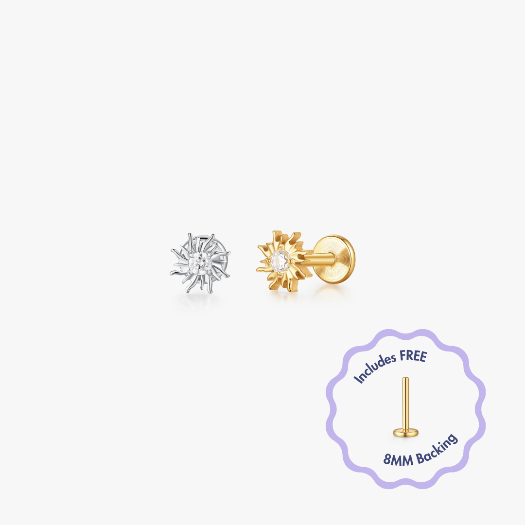 Sol Titanium Flat Back Stud (Single) - Flaire & Co.