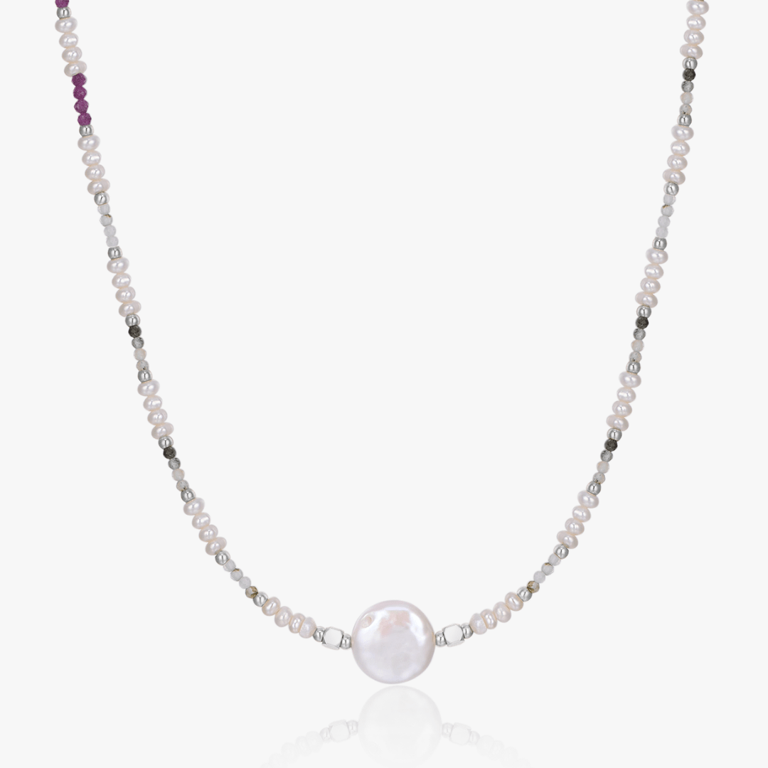 Solis Button Pearl Necklace - Flaire & Co.
