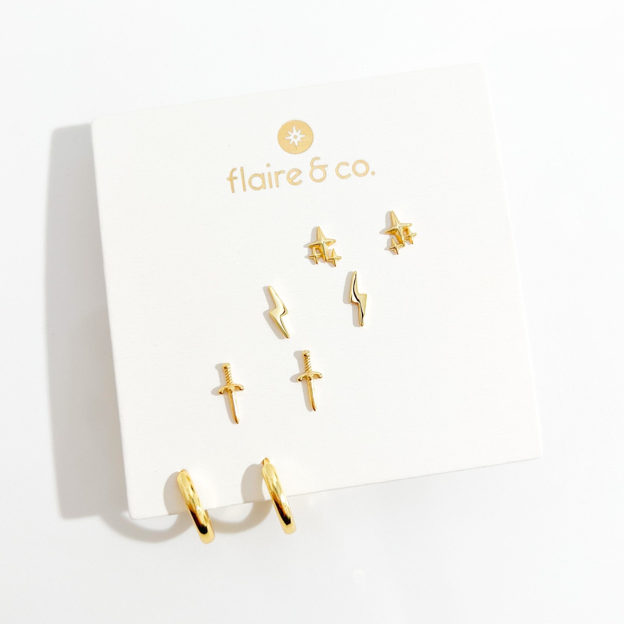 Staple Earrings Gold Bundle - Flaire & Co.