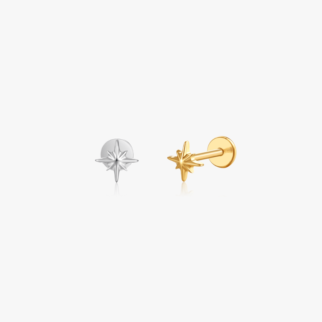 Starburst Titanium Flat Back Stud (Single) - Flaire & Co.