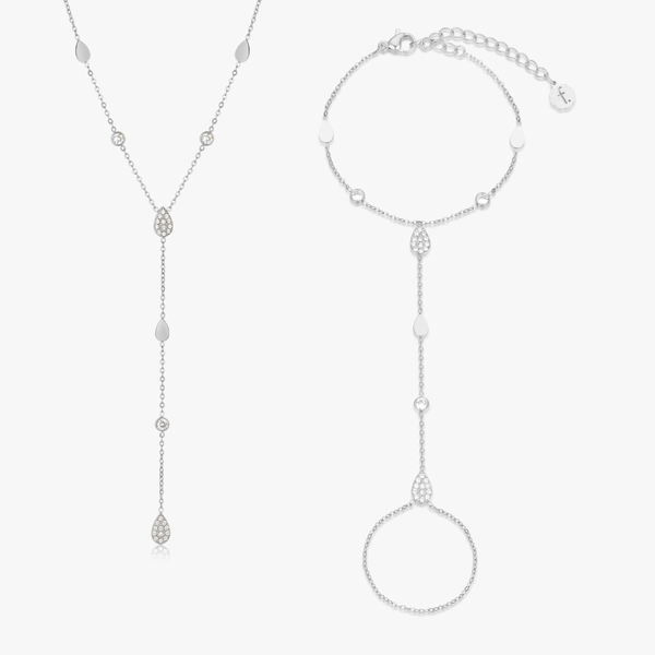 Tear Drop CZ Bundle in Silver - Flaire & Co.