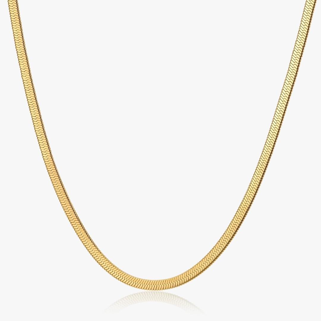 Thick Herringbone Necklace Gold (Unisex) - Flaire & Co.