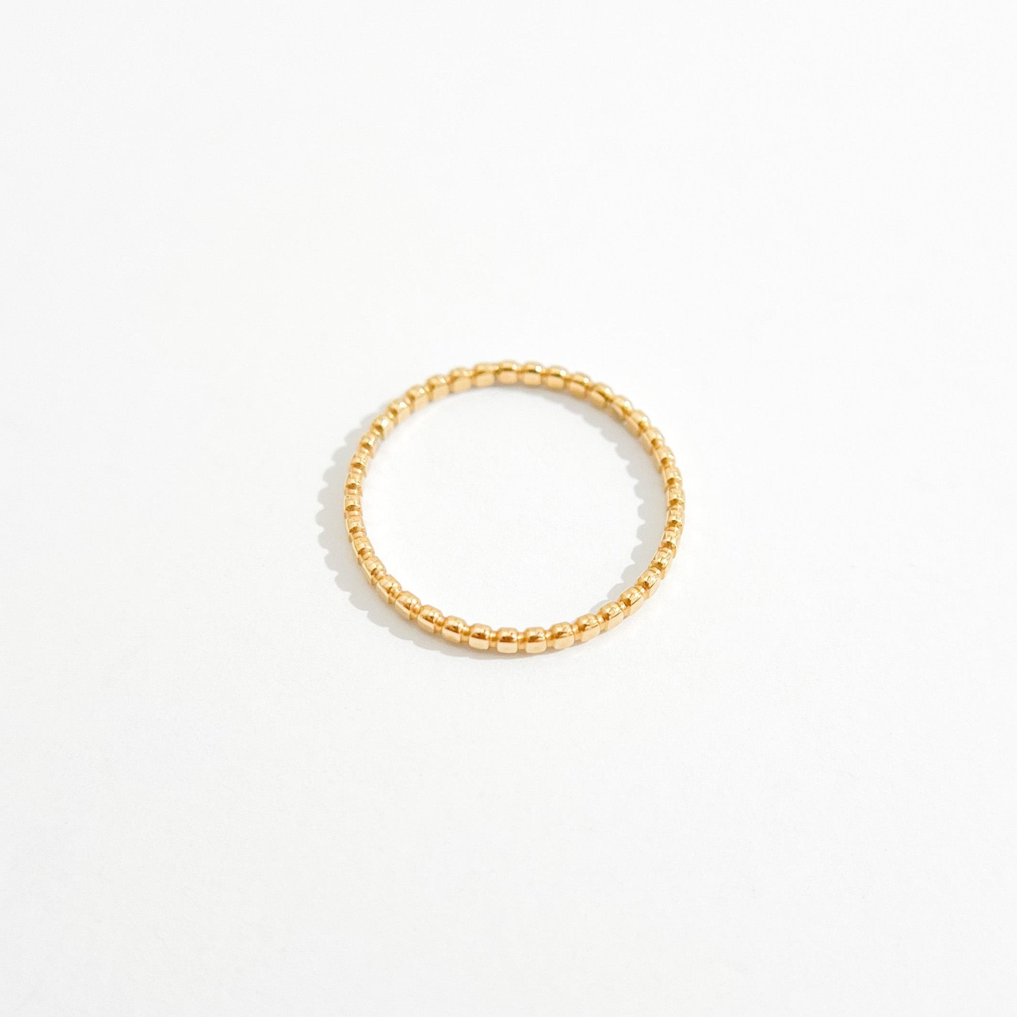 Thin Beaded Band Gold Ring - Flaire & Co.