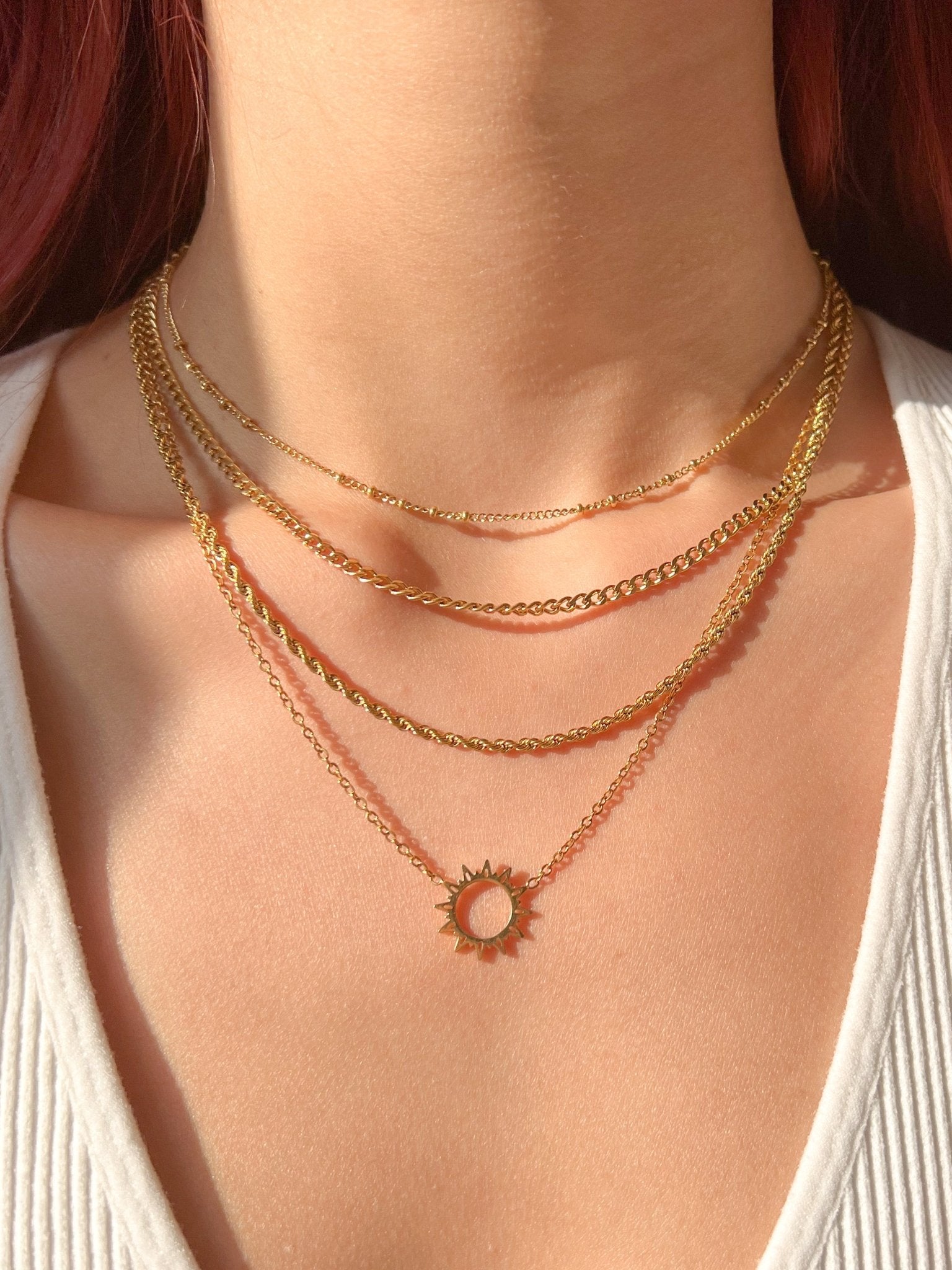 Thin Beaded Necklace in Gold - Flaire & Co.