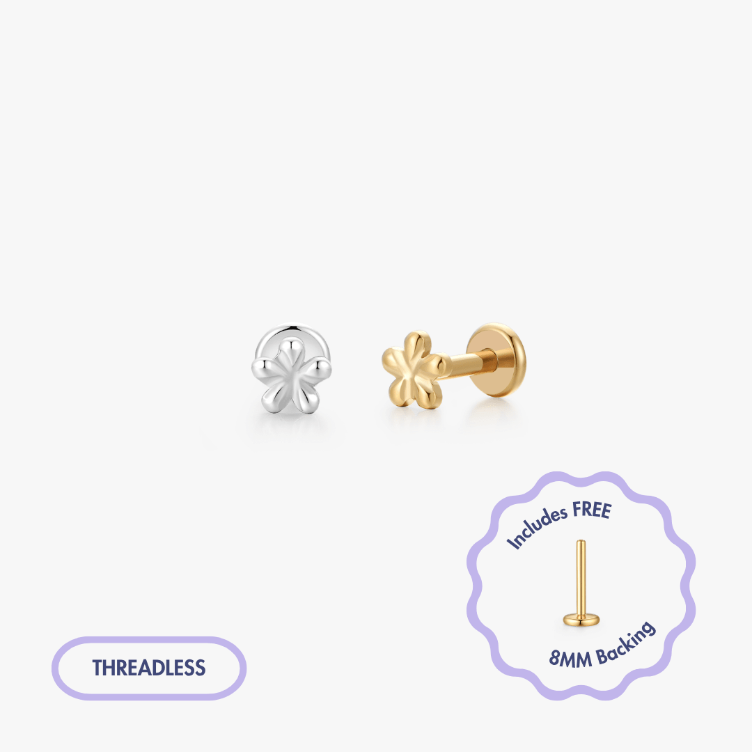 Titanium Mini Floral Flat Back Stud