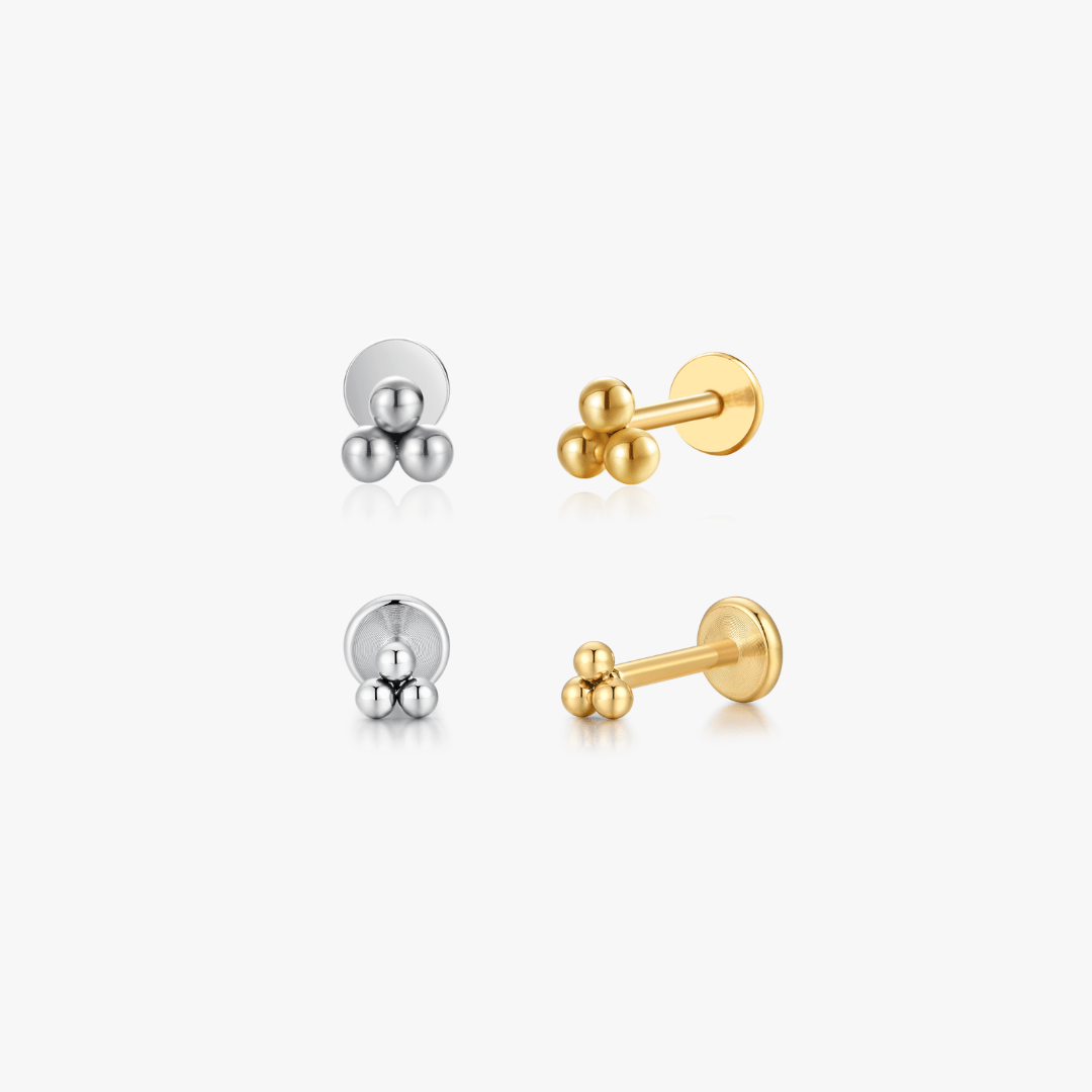 Trio Bead Titanium Flat Back Stud (Single) - Flaire & Co.