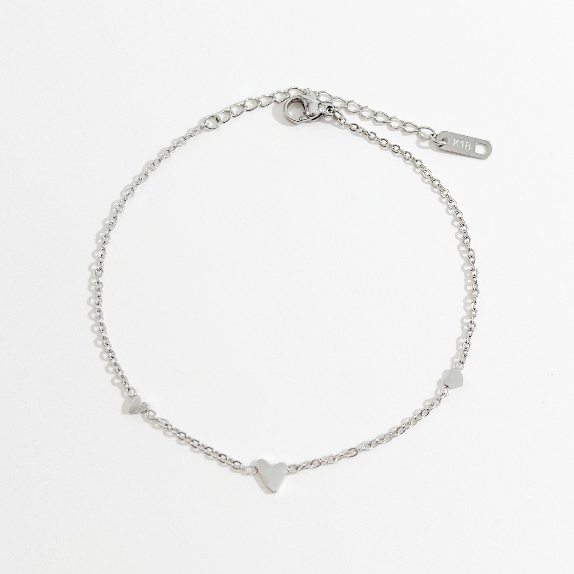 Trio Heart Silver Anklet - Flaire & Co.