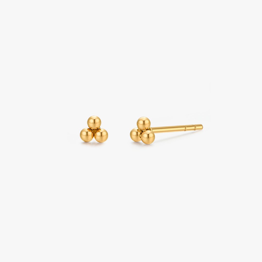 Trio Triangle Beads Stud in Gold - Flaire & Co.