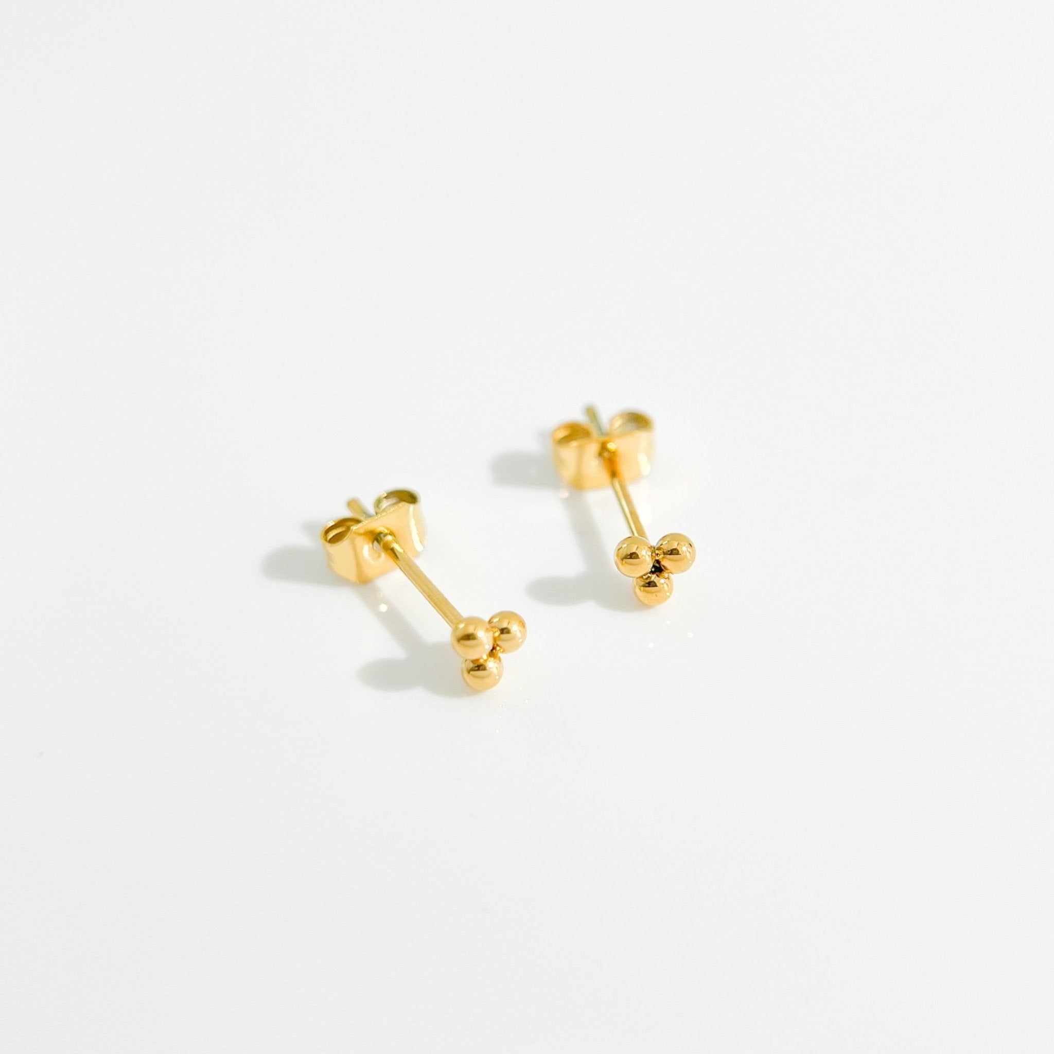 Trio Triangle Beads Stud in Gold - Flaire & Co.