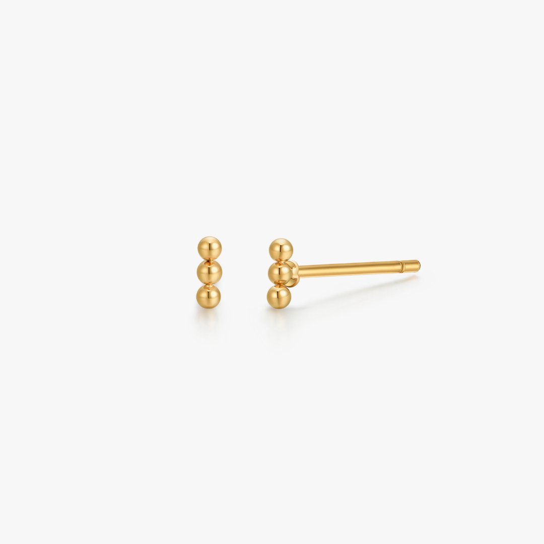 Trio Vertical Beads Stud in Gold - Flaire & Co.