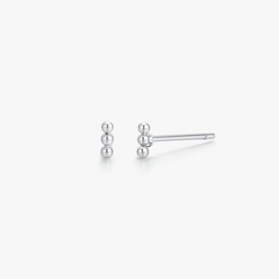 Trio Vertical Beads Stud in Silver - Flaire & Co.