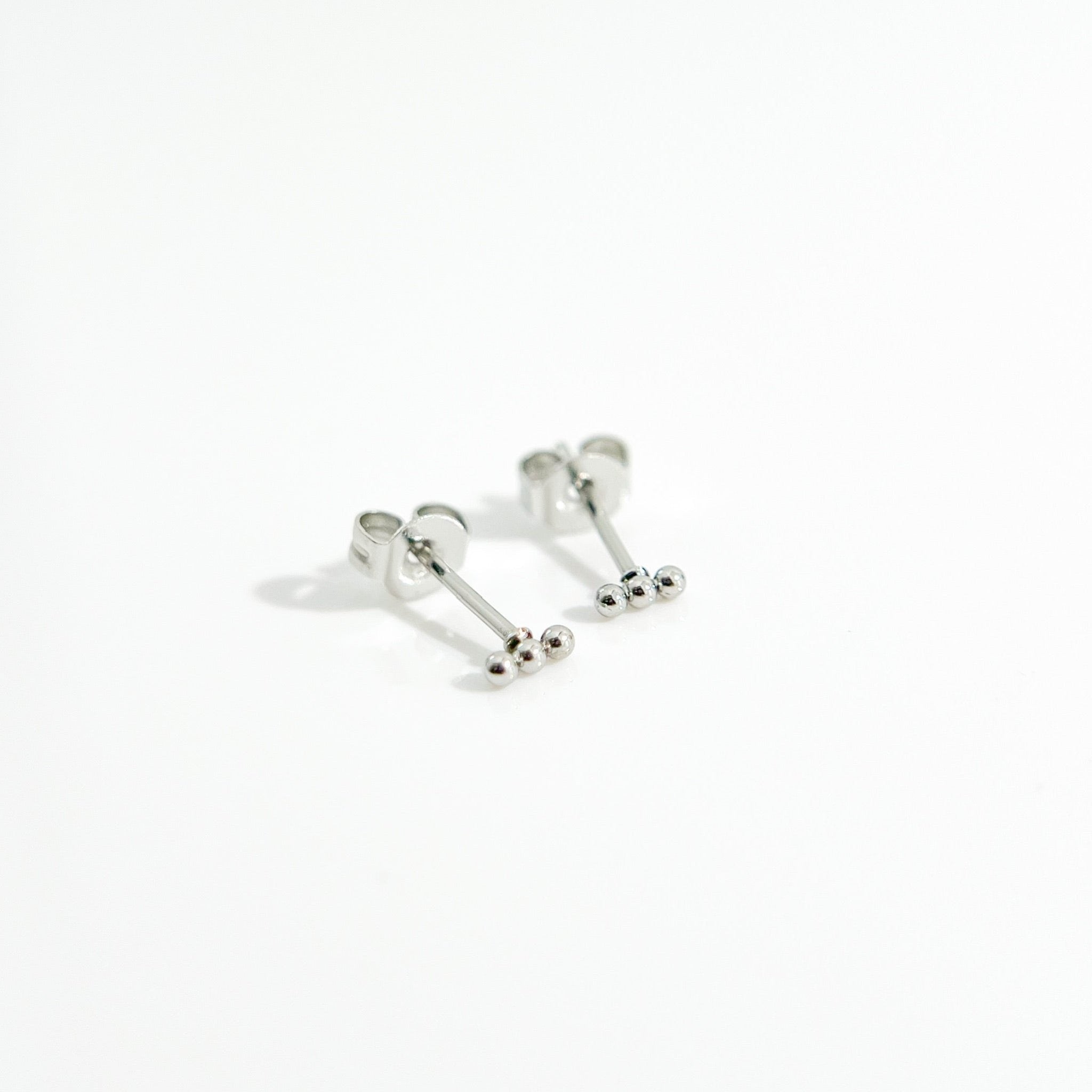 Trio Vertical Beads Stud in Silver - Flaire & Co.