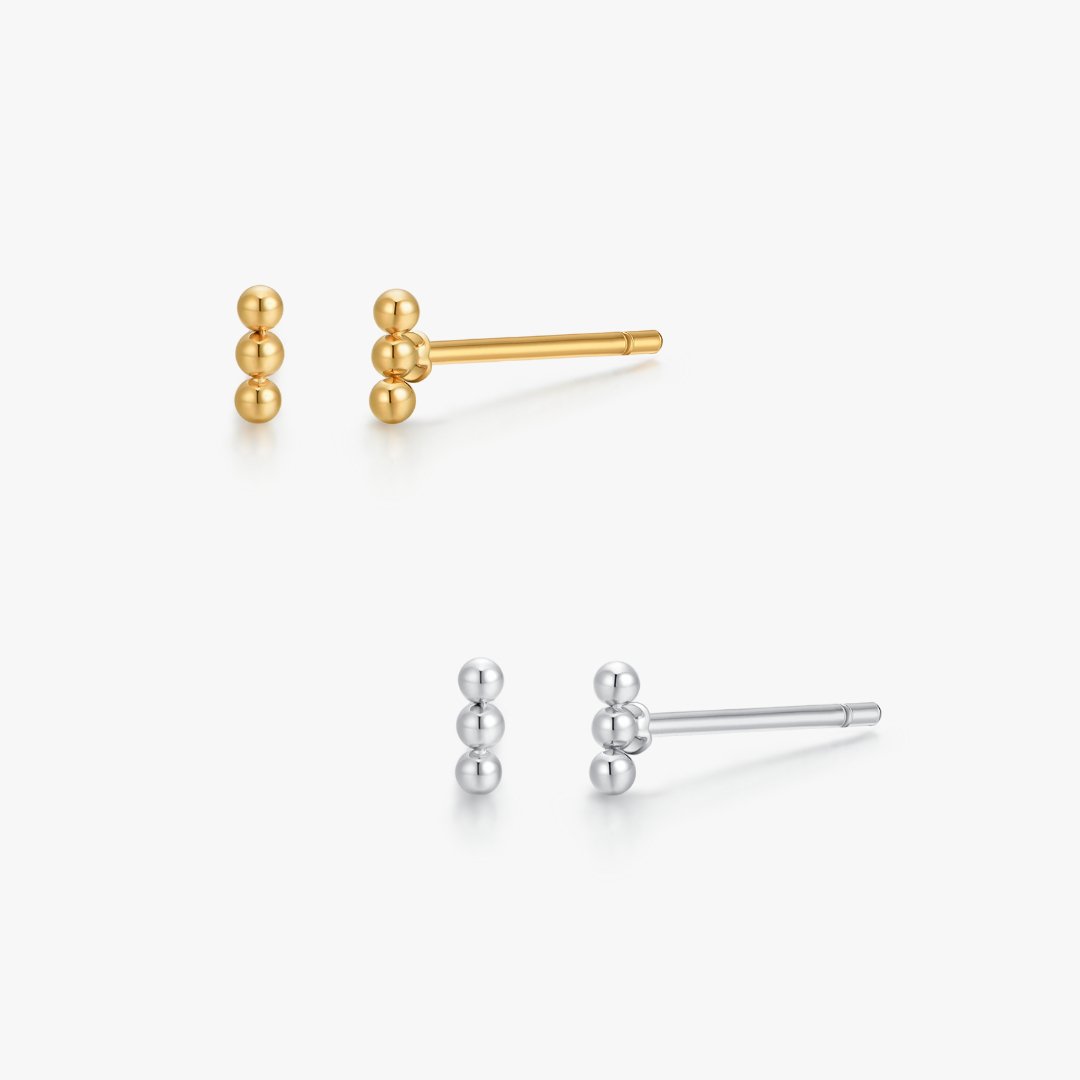 Trio Vertical Beads Studs - Flaire & Co.