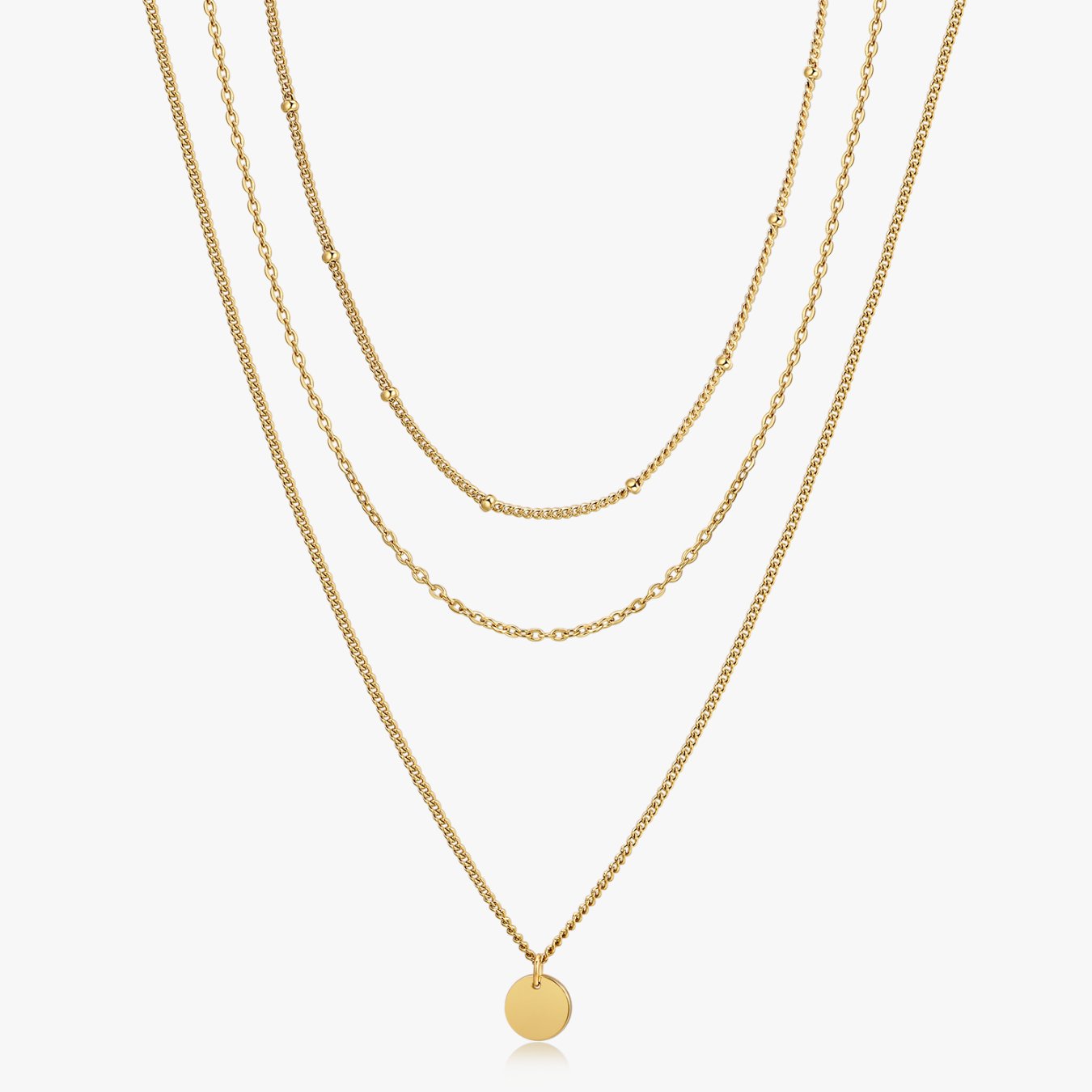 Triple Layered Necklace in Gold - Flaire & Co.