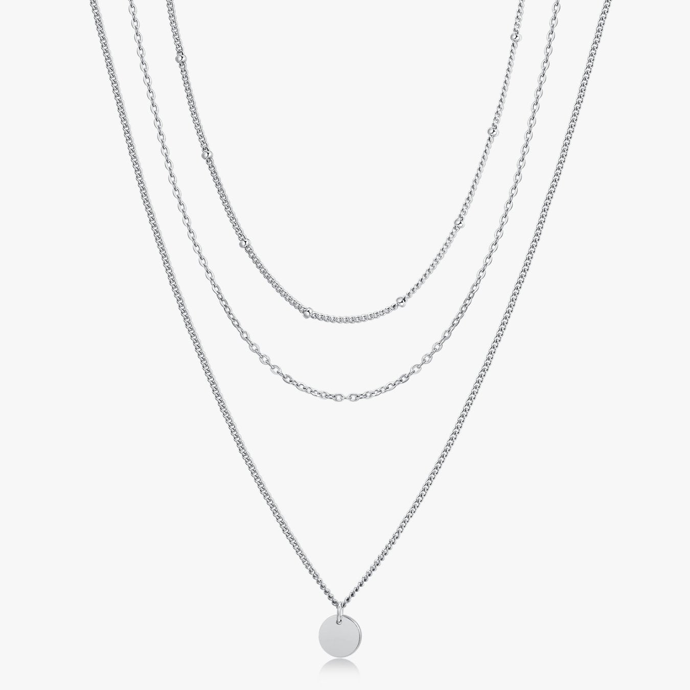 Triple Layered Necklace in Silver - Flaire & Co.