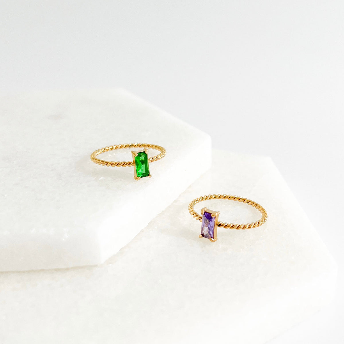 Twisted Rectangle Gem Ring
