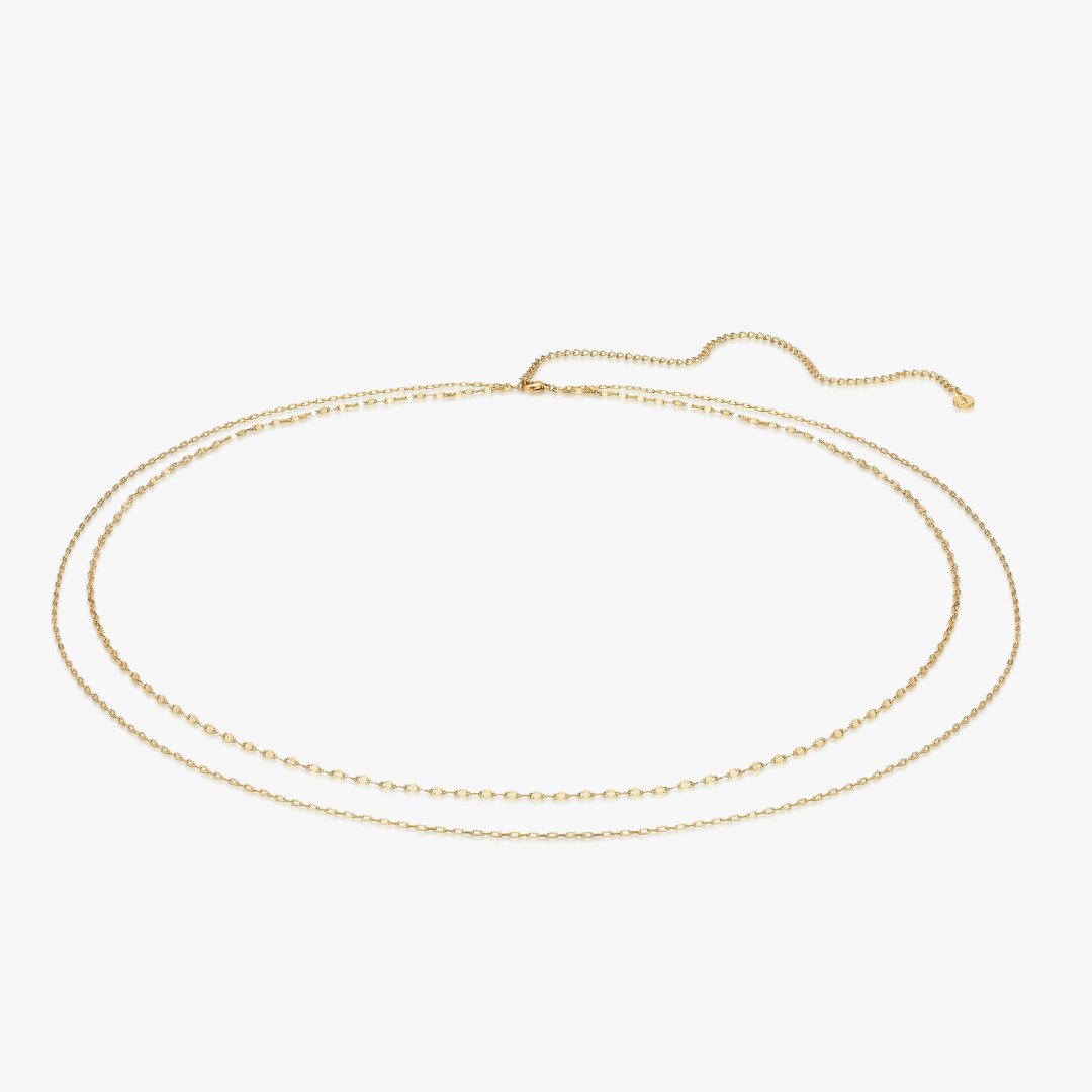 14k store Gold Filled Swarovski & Fan Double Layer Dainty Body Chain | VERSION 2.0