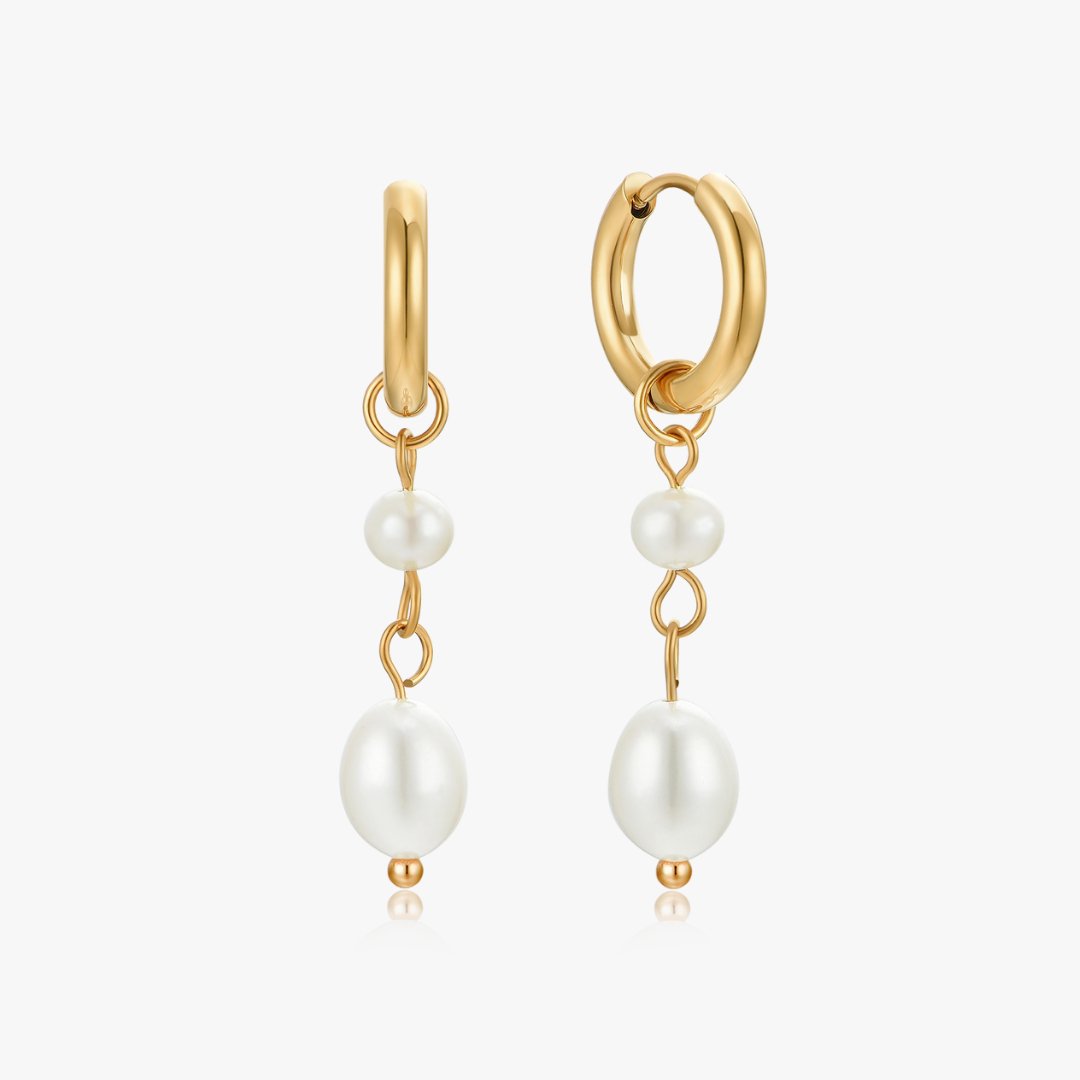 Two Layer Pearl Earrings in Gold - Flaire & Co.