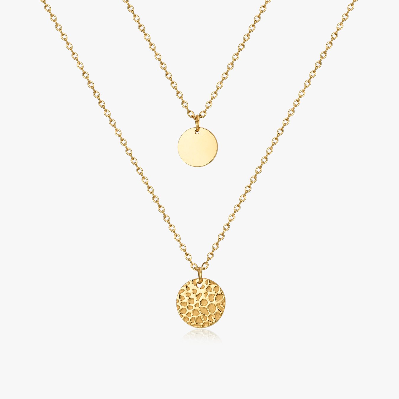 Two Layered Disk Necklace in Gold - Flaire & Co.