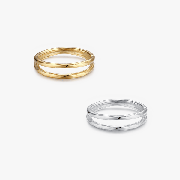 Two Layered Thin Band Ring - Flaire & Co.