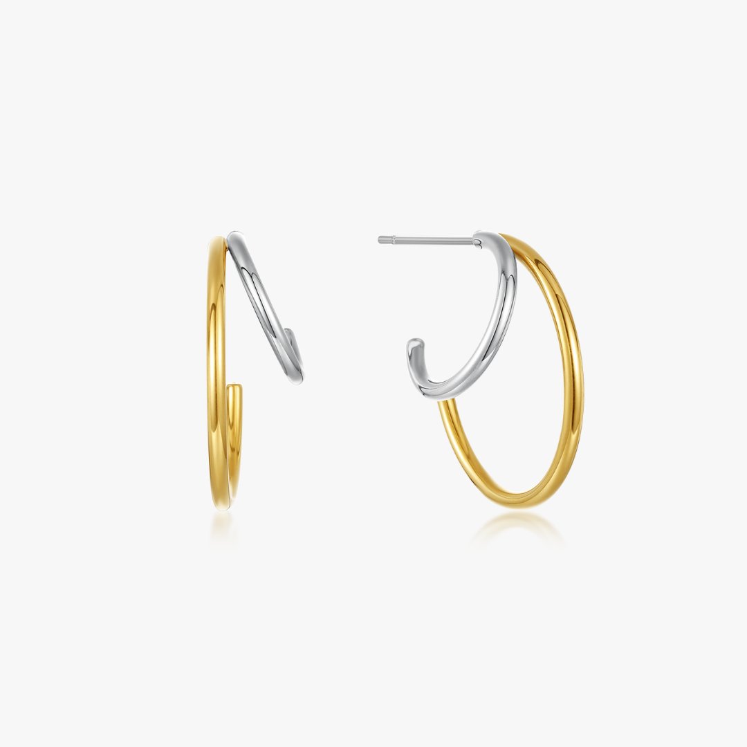 Two Tone Big Hoops (Greek Inspired Collection) - Flaire & Co.