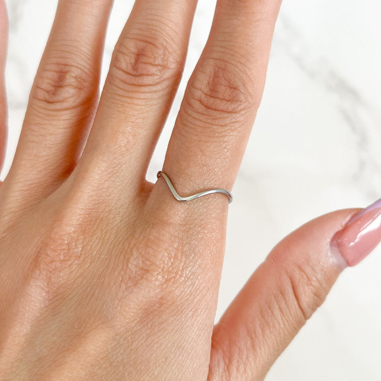 V Braided SS Stacker Ring