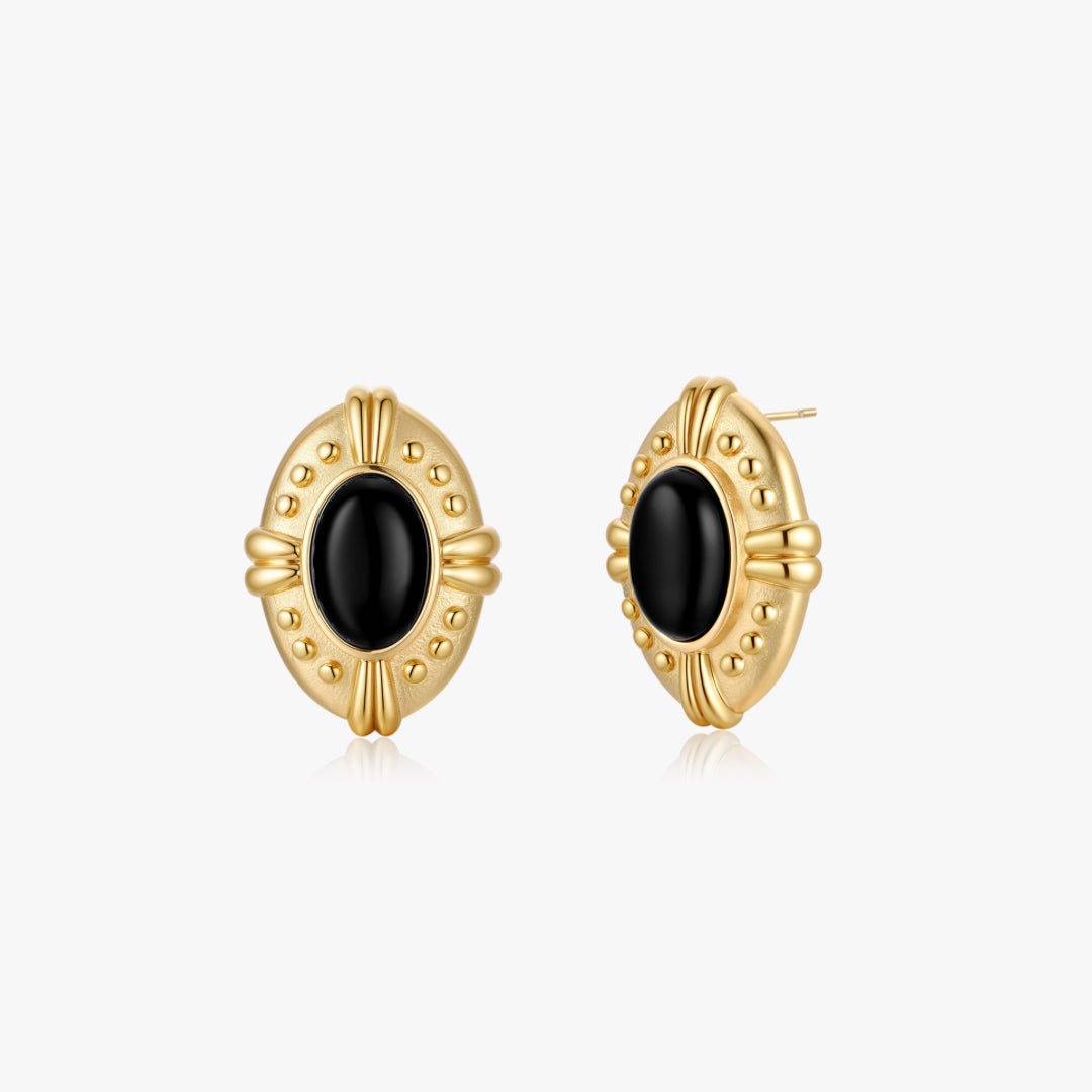 Vintage Inspired Black Agate Earrings - Flaire & Co.
