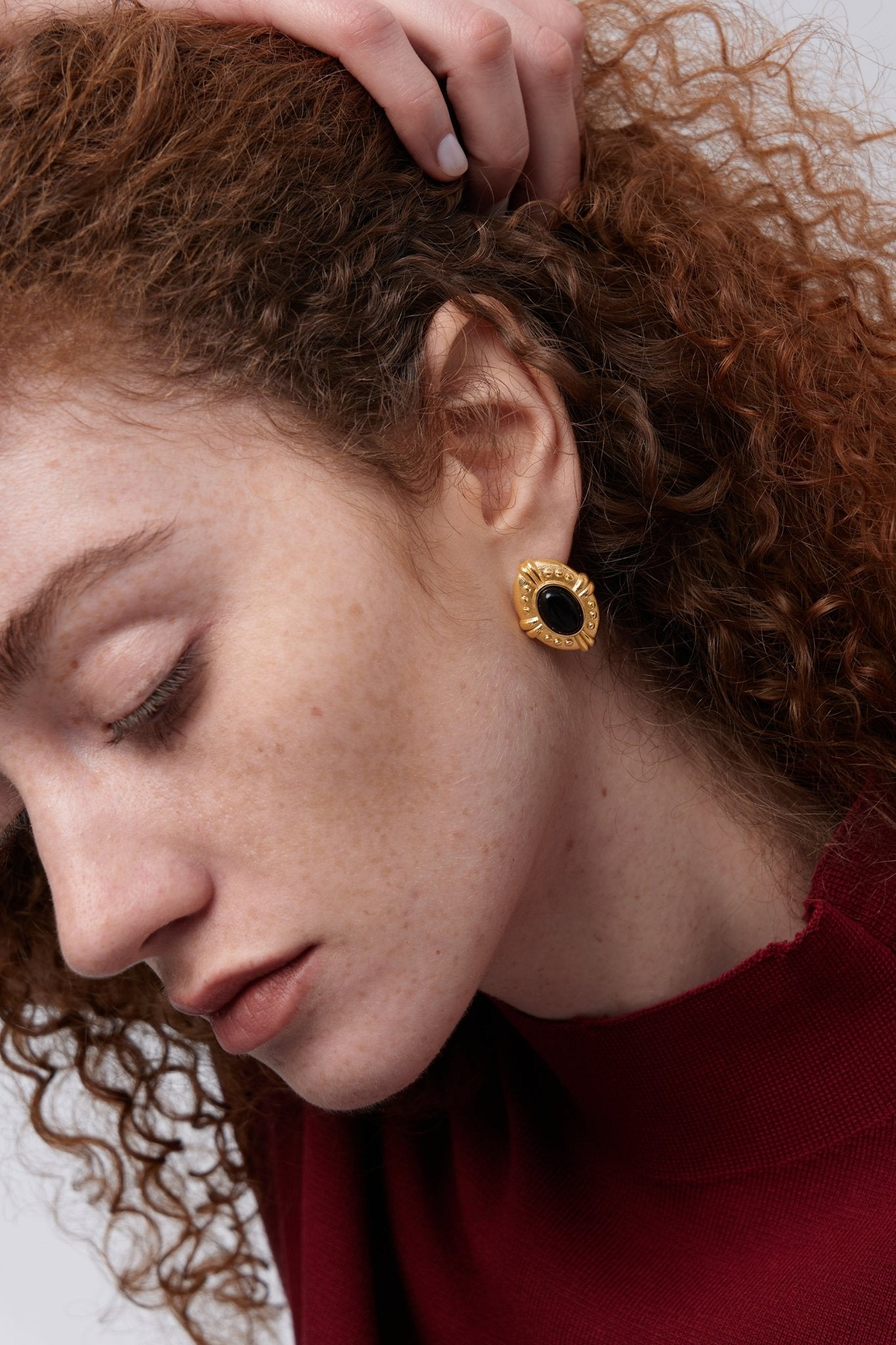 Vintage Inspired Black Agate Earrings - Flaire & Co.