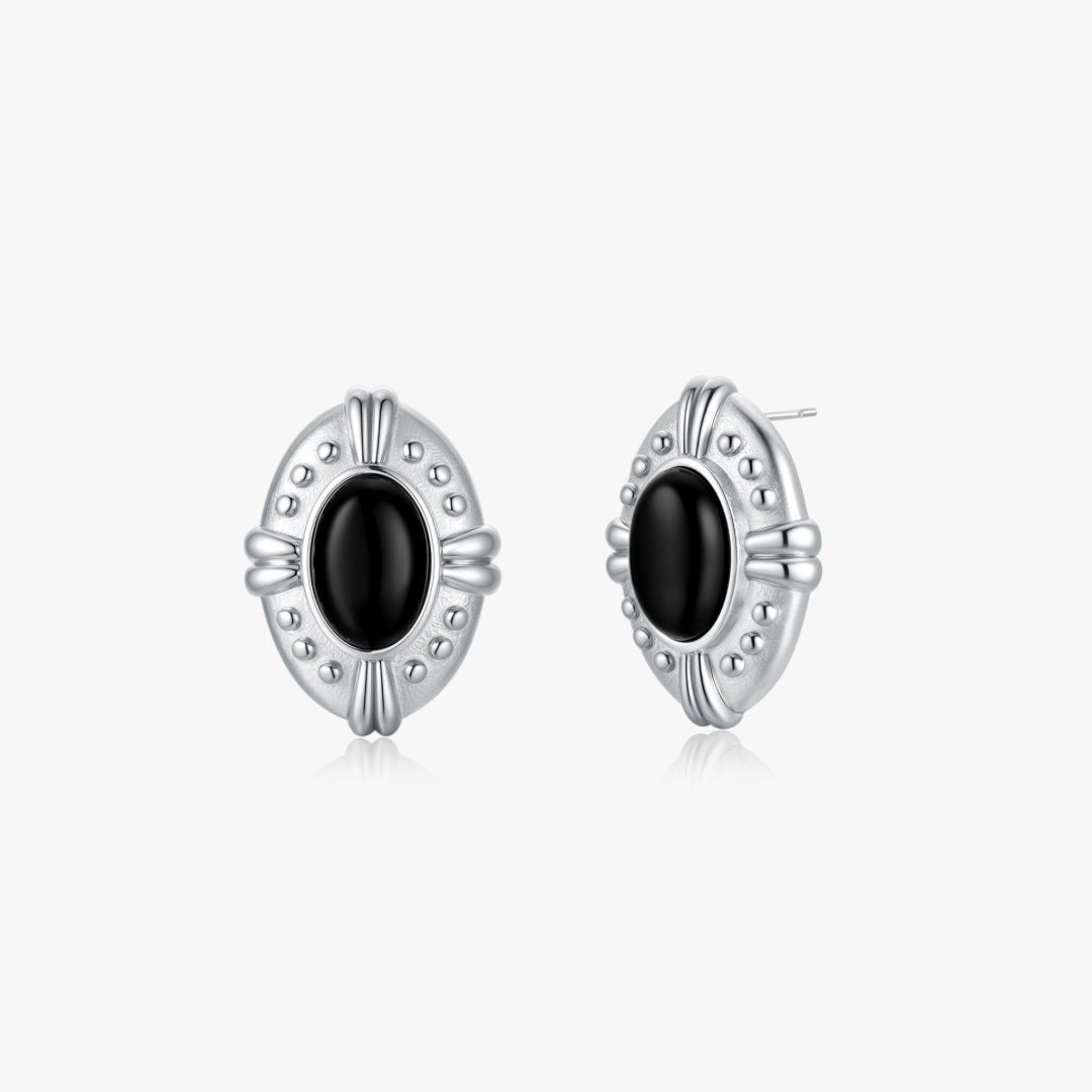 Vintage Inspired Black Agate Earrings - Flaire & Co.