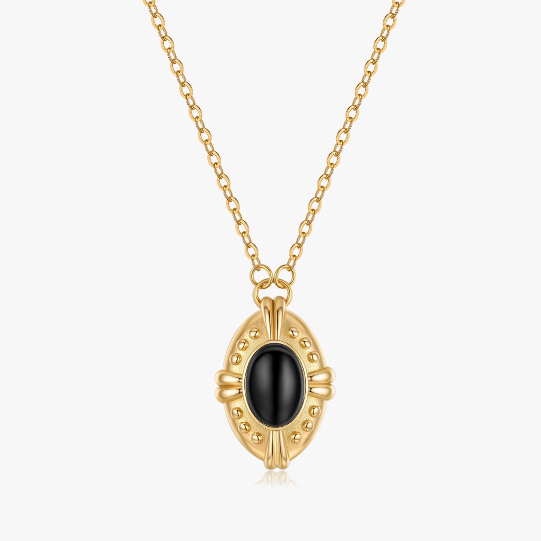 Vintage Inspired Black Agate Necklace - Flaire & Co.