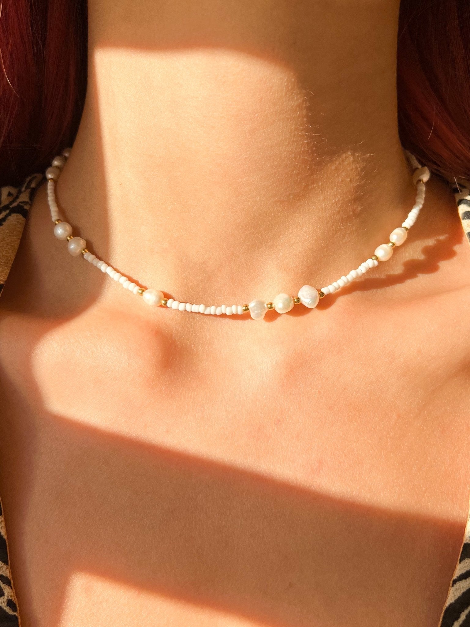 White Beads + Pearls Necklace - Flaire & Co.