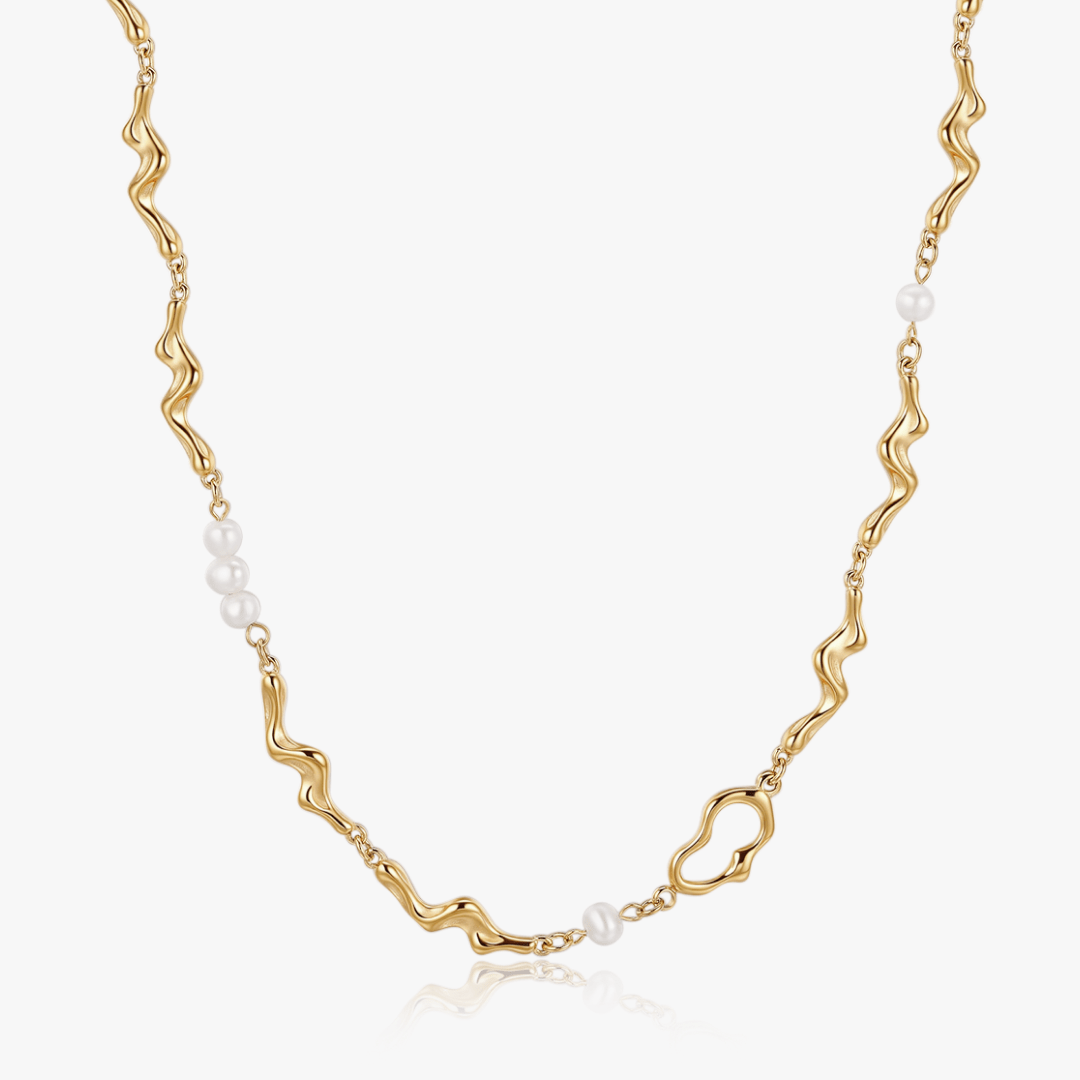 Yara Organic Asymmetrical Pearl Necklace - Flaire & Co.