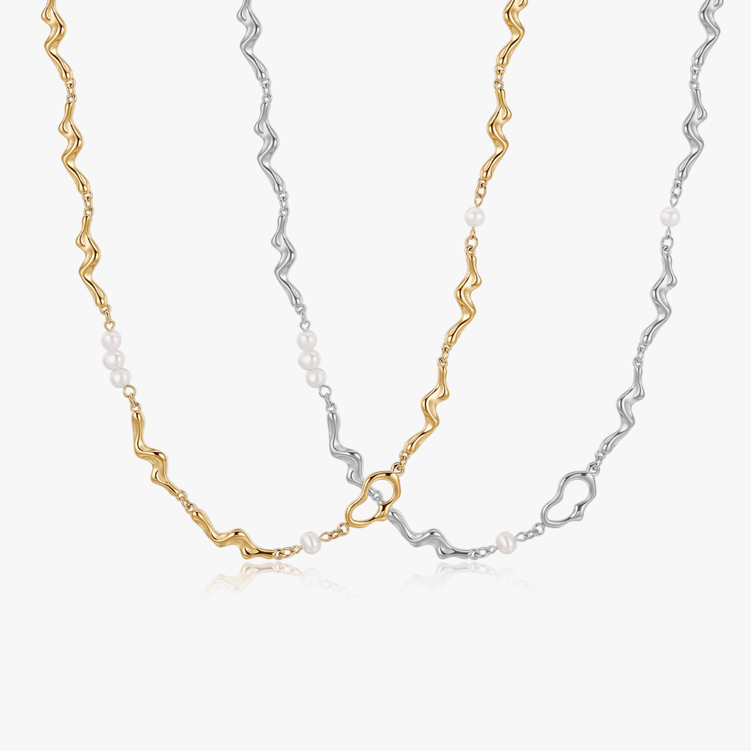 Yara Organic Asymmetrical Pearl Necklace - Flaire & Co.