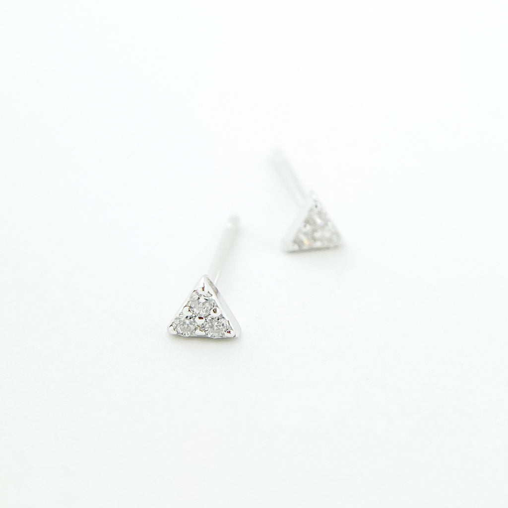 Crystal Triangle Stud in Silver