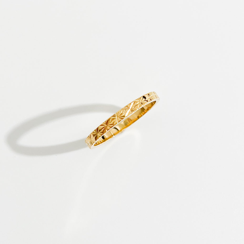 Sunburst Band Gold Ring