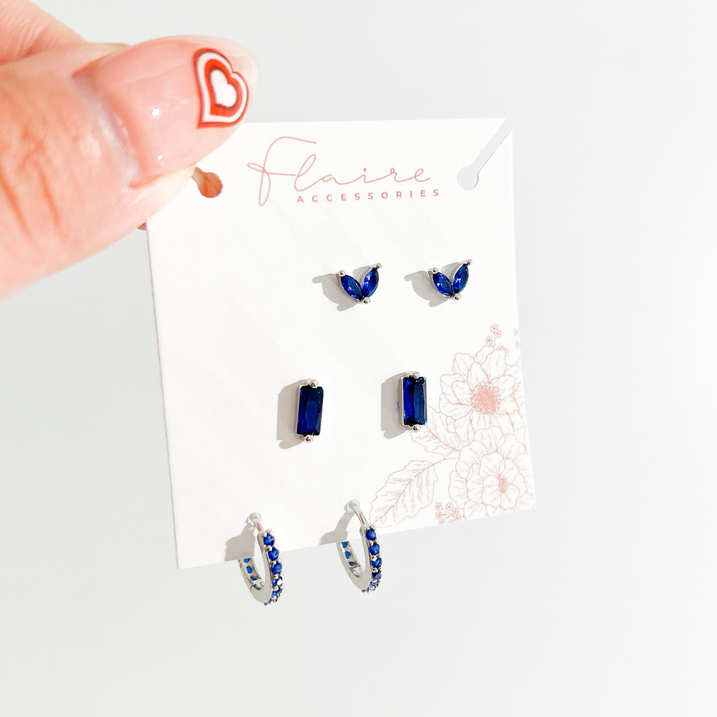 Blue Earrings Mini Silver Bundle